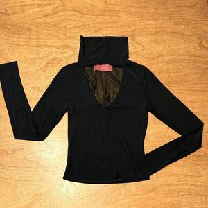 AKIRA Chicago Sheer Black Long Sleeve Shirt